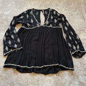 Free People Diamond Embroidered Bell Sleeve Tunic